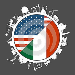 USA and Italy industry concept