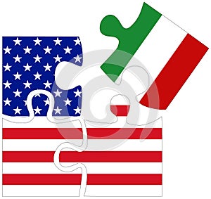 USA - Italy : puzzle shapes with flags