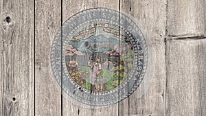 US State Nebraska Seal Wooden Fence