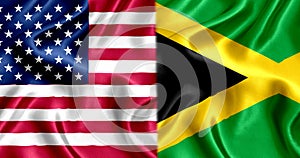 USA and Jamaica flag silk