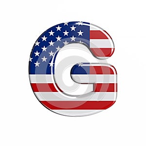 USA letter G - Upper-case 3d american flag font - American way of life, politics  or economics concept
