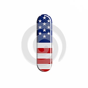 USA letter I - Uppercase 3d american flag font - American way of life, politics  or economics concept