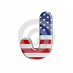 USA letter J - Uppercase 3d american flag font - American way of life, politics  or economics concept