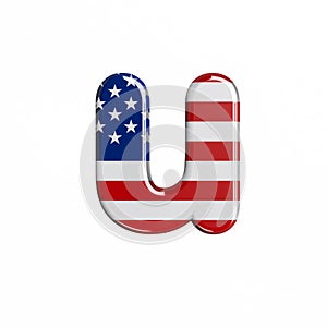 USA letter U - Small 3d american flag font - American way of life, politics  or economics concept