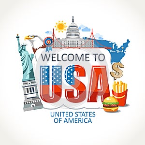 USA lettering sights symbols culture landmark print photo