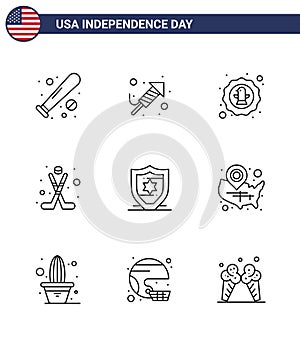 9 USA Line Signs Independence Day Celebration Symbols of sport; hokey; day; american; eagle photo