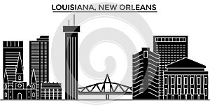Usa, Louisiana, New Orleans architecture vector city skyline, travel cityscape with landmarks, buildings, isolated