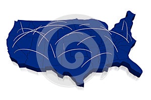 United States of America, USA blue map, white background