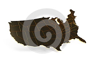 USA Map 3d Render Gold Texture Object Surface Viz