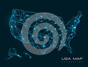 USA map abstract technology background - vector