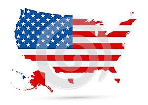 USA Map Coloured by national flag