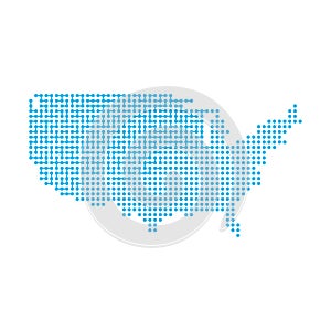 USA map in connected dots. Concept of networking, structure, communication. Stock Vector illustration isolated on white background