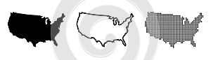 USA map contour. USA map symbol. Glyph and outline America map. United States map. Dotted style in vector