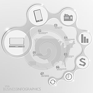 USA Map and Elements Infographic. Vector