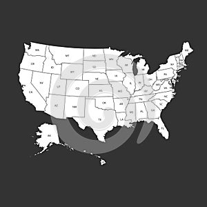 USA map with federal states. Vector illustration United states o