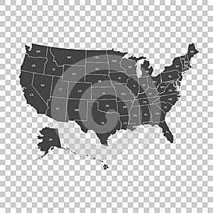 USA map with federal states. Vector illustration United states o