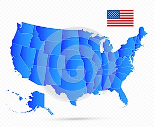 USA Map and flag on transparent background