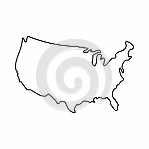 USA map icon, outline style