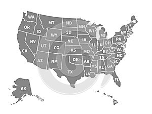 Usa map. Infographic us map with states and pins, topographic info outline road, travel poster vote vector election