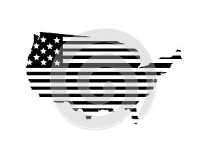 USA map isolated on white background. Flat Earth, black map template. Globe similar world map icon. Travel worldwide