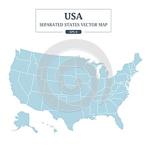 USA Map Mono Color High Detail Separated all states