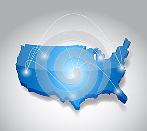 Usa map network connection concept illustration