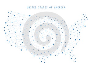 USA Map Network Connections, Vector illustration