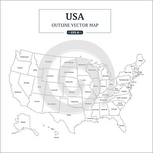 USA Map Outline High Detail Separated all states