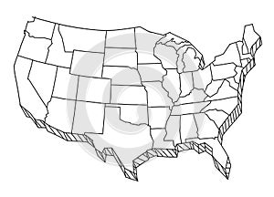 USA map sketch. Tourist. United States of America country. Freehand Illustration. Line hand-drawn vector.