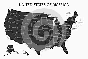 USA map with states names. United States of America cartography. Vector. photo