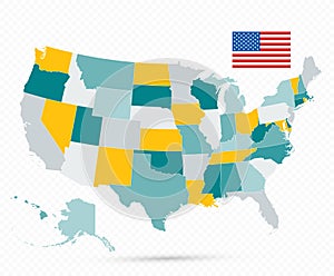 USA Map on transparent background