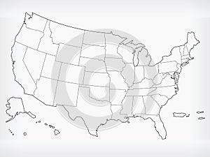 USA Map United States Blank Outline Doodle Isolated Vector Drawing