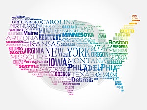 USA Map word cloud collage