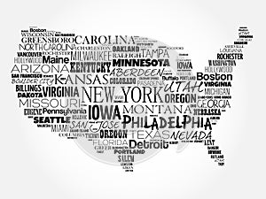 USA Map word cloud collage