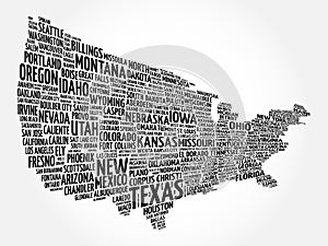 USA Map word cloud collage