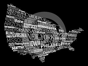 USA Map word cloud collage