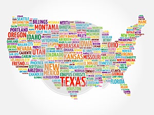 USA Map word cloud collage photo