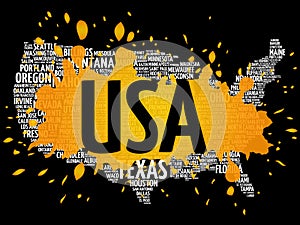 USA Map word cloud