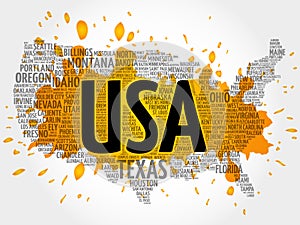 USA Map word cloud