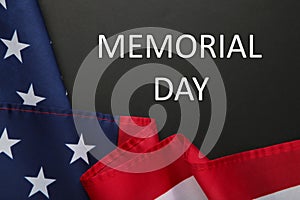 USA Memorial day and Independence day concept, United States of America flag on black background