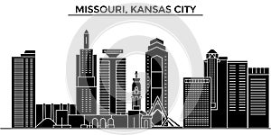 Usa, Missouri, Kansas City architecture vector city skyline, travel cityscape with landmarks, buildings, isolated sights