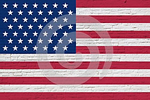 USA national america flag painted on brick wall
