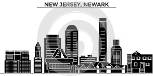 Usa, New Jersey, Newark architecture vector city skyline, travel cityscape with landmarks, buildings, isolated sights on