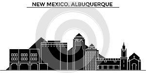 Usa, New Mexico, Albuquerque architecture vector city skyline, travel cityscape with landmarks, buildings, isolated