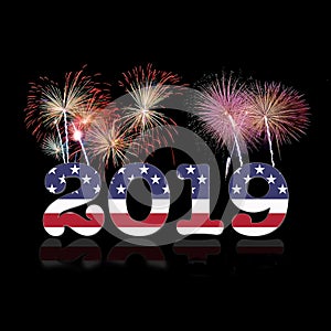 USA New year 2019. Illustration.