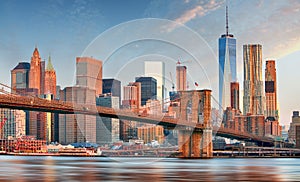 USA, New York City with Brooklyn bridge