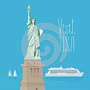USA New York statue of liberty vector illustration, poster