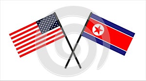 Usa and north corea cross flags photo