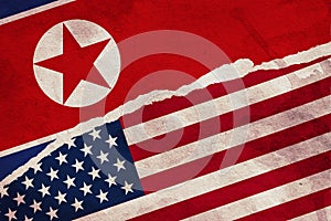 USA and North Korea flag