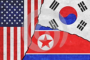 USA, North Korea and South Korea